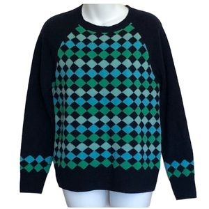J.Crew 100% Lambs Wool  Diamond Pattern Sweater Sz M